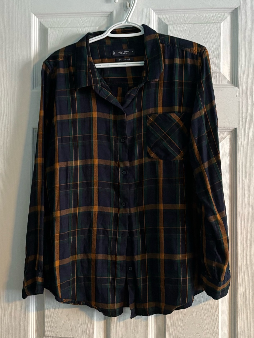 Lucky Brand Long Sleeve Button up Top, Plaid Pattern